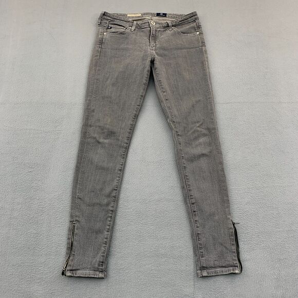AG Adriano Goldshmied Jeans Size 27R Skinny Ankle Zip Gray Stretch 29X28 - Picture 1 of 16